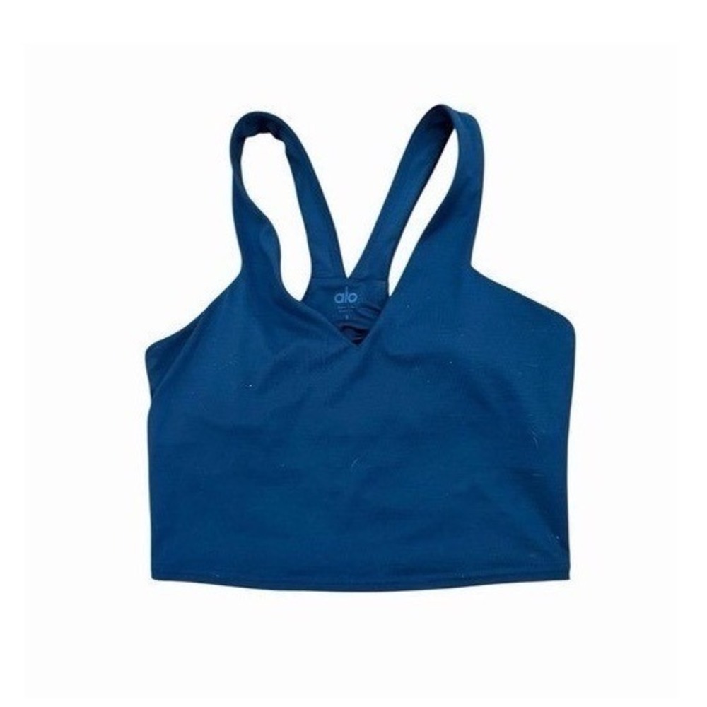 ALO Yoga Airbrush Real Bra Women's Small Navy Blue V-Neck Built-In Shelf Bra